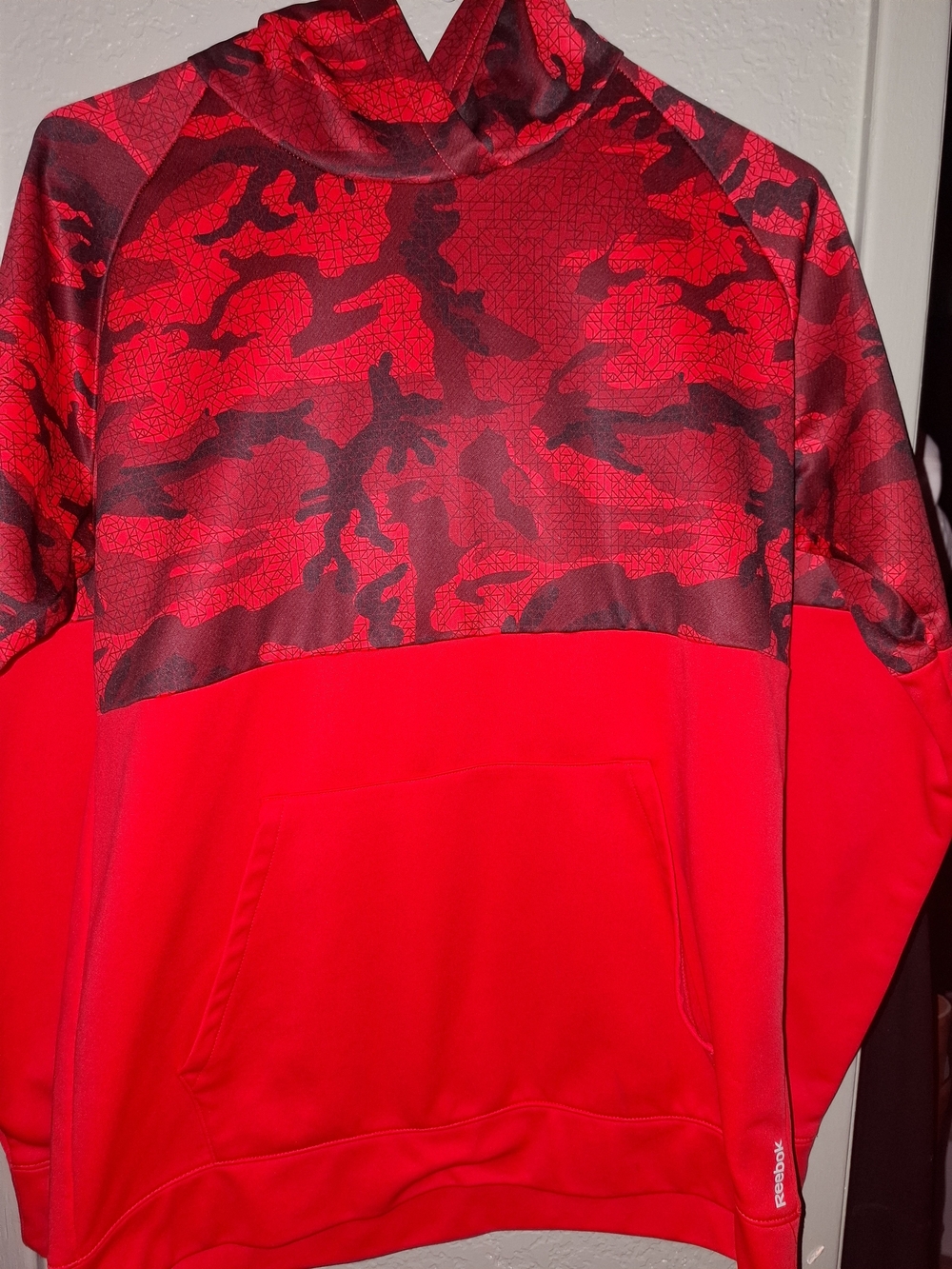 Reebok Red Camo-Panel Crewneck Sweater